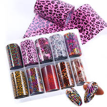 10 Rolls/Box Pink Leopard Printed Animal Nail Foils Charms Acrylic Designs Nail Art Transfer Foil Wraps Sticker Manicure TRXKB64 2024 - buy cheap