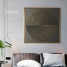 Pôster de parede decorativo moderno para sala de estar, 1 peça, pontos dourados, impressão hd, pinturas a óleo em tela, pôster para quarto 2024 - compre barato