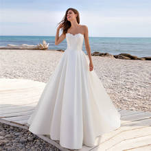 Sweetheart A-Line White Beach Wedding Dress Lace and Satin Floor Length Bridal Gowns  Vestido De Noiva 2024 - buy cheap