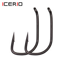 ICERIO 100pcs Bent Eye Matt Black Carp Fishing Hooks High Carbon Steel Barbed Rig Hook 2024 - buy cheap