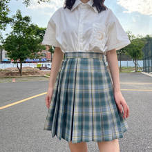 [Pine forest] Girl's Summer High Waist Pleated Skirts Plaid Skirts Women Elegant JK Uniforms Girl School Dress Student Cloths 2024 - buy cheap