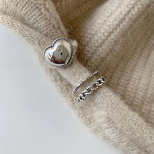 Женское кольцо на палец в форме сердца, элегантное винтажное простое гладкое кольцо серебряного цвета, открытые кольца для девушек 2024 - купить недорого