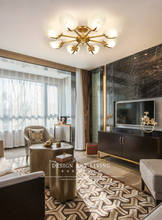 Lâmpada de teto romântica led, criativa, estilo europeu, de cobre, lâmpada de teto principal, para quarto, sala de estar, simples, moderna, quente
