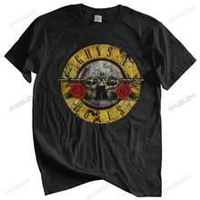 Camiseta de algodón para hombre, camisa de marca de verano, Guns N Roses, Bullet Logo, negra, estampada, de marca, tops para hombre 2024 - compra barato