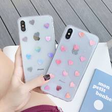 For iPhone 6 6s 7 8 Plus 10 X XS XR 11 Pro Max Laser Holographic Glitter Sparkle Heart Love Sequins Soft Silicone TPU Case Cover 2024 - buy cheap