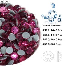 Top Quality Hot Fix Rhinestones Iron On Strass Rose Pink Flat Back Glass Crystal 3D Rhinestone Gems For Dresses DIY 2024 - buy cheap