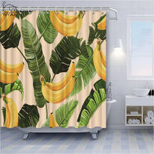 NYAA-cortinas de ducha de hoja exótica para baño, cortina de ducha de poliéster con estampado de plátano, flores 2024 - compra barato
