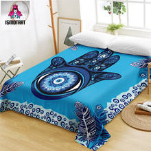 Lençol liso de mandala para cama, jogo de cama manual azul hippie, jogo de pena de pavão 2024 - compre barato