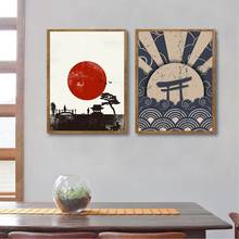 Paisagem abstrata arte de parede estilo japonês pintura em tela paisagem impressões poster japonês imagens de parede decoração sala de estar 2024 - compre barato
