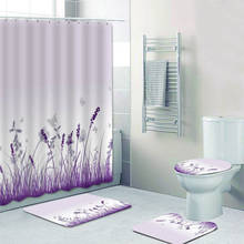 Elegante cortina de ducha de pradera púrpura y mariposa, flores de jardín, cortinas de baño florales, alfombras para baño, bañera, decoración del hogar 2024 - compra barato