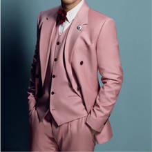 Pink Mans Suits For Wedding Groom Wear Best Man Wear Dinner Suits Prom Dress Groom Wear Peaky Binders 3Pieces(Jacket+Pants+Vest) 2024 - buy cheap