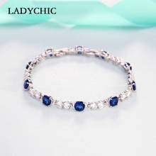 Ladychic pulseira de luxo azul vermelha e preta 3 cores, bracelete de cristal para mulheres da moda com zircônia cúbica branca e dourada, pulseiras de joalheria de casamento lb1010 2024 - compre barato