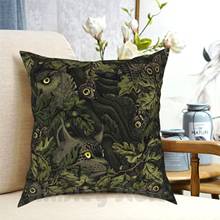 Funda de almohada con estampado para el hogar, suave, hojas de otoño, roble, Bellota, búho, cuernos, búhos, Ojos de ojo, verde oliva 2024 - compra barato