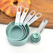 4pcs Plasitc Measuring Cups Spoons Kit Home Measuring Spoon Set Scale Cup Spoon with Stainless Steel Handle Kitchen Measure Tool 2024 - buy cheap