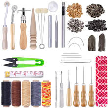 Kaobuy-kit de ferramentas de couro 73 peças, com fio encerado, agulhas de costura, corte ajustável, kit de botões de pressão de couro 2024 - compre barato