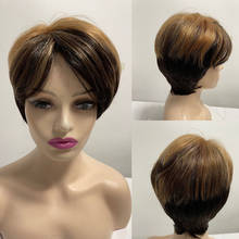 Peluca de cabello sintético para mujeres negras, pelo corto ondulado con corte de pelo, color ombré, negro, marrón, Bob, envío gratis 2024 - compra barato