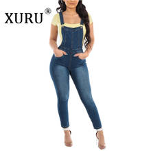 XURU  Europe and The United States Autumn New Women's Denim Jumpsuit Casual Sleeveless Slim Denim Strap Jumpsuit 2024 - buy cheap