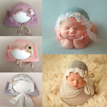 Newborn Knitted Stretch Wrap+Hat Set Crochet Blanket Bonnet Baby Photography Props Infants Photo Shooting Accessories 2024 - buy cheap