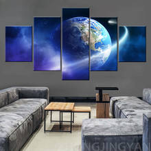 Space Earth and Moon 5 Piece Wallpapers Modern Modular Poster Art Canvas Painting for Living Room Home Decor Framework Artwork 2024 - buy cheap
