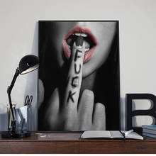 Black and Withe Sexy Lips with Finger Canvas Paintings on The Wall Art Posters and Prints Wall Cuadros Pictures Home Decoration 2024 - buy cheap