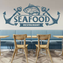 Wall Decal Seafood Restaurant Dining Room Fish Anchor Vinyl Window Stickers Logo Interior Decoration Art Mural Removable Q038 2024 - buy cheap