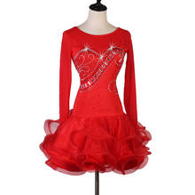 Vestido de baile latino hecho a medida mujeres niñas falda de Rumba Cha-cha traje de competición de salón ropa diamante rojo vestido de baile 2024 - compra barato