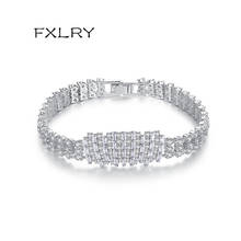 Fxlry pulseira feminina, nova moda para mulheres, cor branca, zircônia cúbica aaa, braceletes geométricos, frete grátis 2024 - compre barato