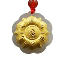 Прямая поставка, кулон из нефрита Hetian, Золотое Нефритовое ожерелье с шестью буквами, амулет на удачу, буддистская мантра, ювелирные изделия для мужчин и женщин, подарок 2024 - купить недорого