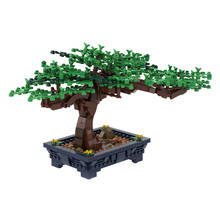 Moc bonsai árvore verde, arbusto flor, grama, modelo, ornamento, blocos de construção, montagem diy, brinquedo educacional para presente, 647 peças 2024 - compre barato