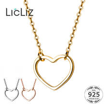 LicLiz-Colgante de corazón hueco de oro para mujer, de Plata de Ley 925, cadena de eslabones de oro blanco rosa, joyería LN0434 2024 - compra barato