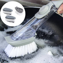 1/4 Pcs Double Use Kitchen Cleaning Brush Scrubber Dish Bowl Washing Sponge Automatic Liquid Dispenser Kitchen Pot Cleaner Tool 2024 - buy cheap