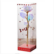 Rose 24 k Glowing Gold Foil Rose Valentine's Day Gift Transparent Packaging Gift Promotional Gifts 2024 - buy cheap