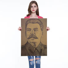 Ретро постер Сталина, винтажные постеры и принты, кофейная кухня, гостиная, декоративная роспись, крафт-бумага, настенные наклейки 50x35 см 2024 - купить недорого
