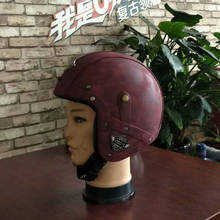 Мотоциклетный шлем из синтетической кожи, винтажный шлем в стиле ретро, Круизер, чоппер, скутер, кафе-Рейсер, мотоциклетный шлем, открытый шлем 2018 2024 - купить недорого