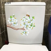 ZTTZDY-pegatinas de pared para el hogar, accesorios divertidos de 25,4x20,5 CM, rama de flor de abeja fresca para WC, T2-1344 2024 - compra barato