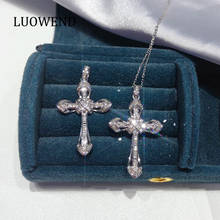Luokend-collar con colgante de oro blanco de 18K 100%, collar con diamantes naturales reales, regalo de cumpleaños de la religión, forma de cruz clásica 2024 - compra barato