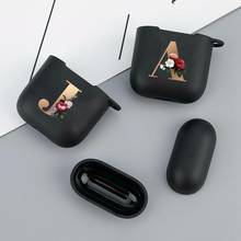 Silicone Matte Black Cover For Apple air pods 1 2 Case Wireless Earphone Accessories Airpod 2 Cases Customized 26 Letter A Funda 2024 - buy cheap