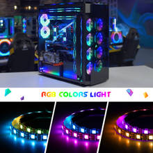 Пиксельная Светодиодная лента WS2812B SMD 5050 RGB, 5 в постоянного тока, с синхронизасветильник материнской платы ASUS Aura SYNC 2024 - купить недорого