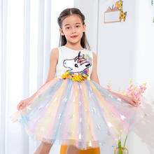 Vestido de festa floral tutu de malha com pérolas 3d unicórnio para bebês meninas cosplay de princesa infantil vestido de festa 2024 - compre barato