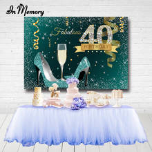 Фотофоны InMemory для взрослых, бирюзовые блестящие каблуки, дамские шампанские женские, праздничные фоны на 40-й день рождения, на заказ 2024 - купить недорого