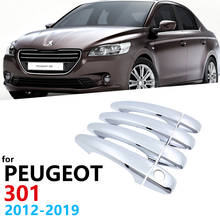 Decoración de moldura para coche, pegatinas protectoras de superposición de guarnición, cubierta de manija de puerta cromada, tapa embellecedora, para Peugeot 301 2012 ~ 2019, 2013 2024 - compra barato