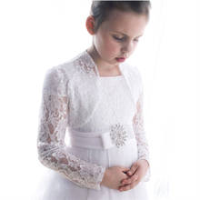 Vestidos blancos de encaje para niña, vestidos de flores para bodas con chaqueta, vestidos de primera comunión para niña, vestidos de desfile 2024 - compra barato
