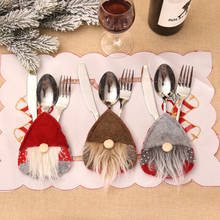Праздничное украшение для домашней вечеринки, сумка для столовой посуды, рождественские шапочки, держатель для столовых приборов, вилка, нож, карманный новогодний декоративный мешок для стола 2024 - купить недорого