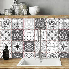 Pegatinas de azulejo de PVC Vintage, decoración de pared autoadhesiva, calcomanías modernas personalizadas, mosaico Retro árabe, gris, Victoriano 2024 - compra barato