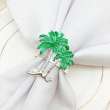 8pcs/lot Coconut tree napkin ring metal green plant napkin ring wedding hotel tableware napkin buckle desktop decoration 2024 - buy cheap