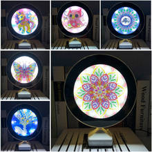 Espejo de pintura de diamante con luz LED, espejo de maquillaje con forma especial de Mandala, mosaico artístico de diamantes, bricolaje 2024 - compra barato