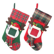 Christmas Decorations for home Candy Bags Stockings 2019 Xmas Transparent Photo Frames Plaid Christmas Socks Children's Gift Bag 2024 - buy cheap