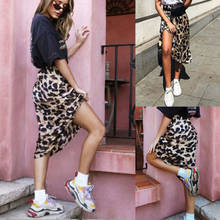 Falda Midi con estampado de leopardo para mujer, falda Sexy y elegante de cintura alta, informal, a media pantorrilla, Estilo Vintage 2024 - compra barato