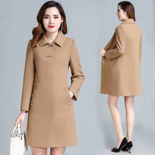 Feminino trench coat elegante casaco de escritório outono inverno mid-length blusão outerwear feminino casual casacos plus size r898 2024 - compre barato