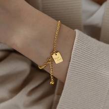 Yun ruo pulseira com corrente cilíndrica de cobra boa sorte, bracelete de presente de aniversário para mulheres, joias de aço titânio, cor amarela e dourada, nunca desbota 2024 - compre barato